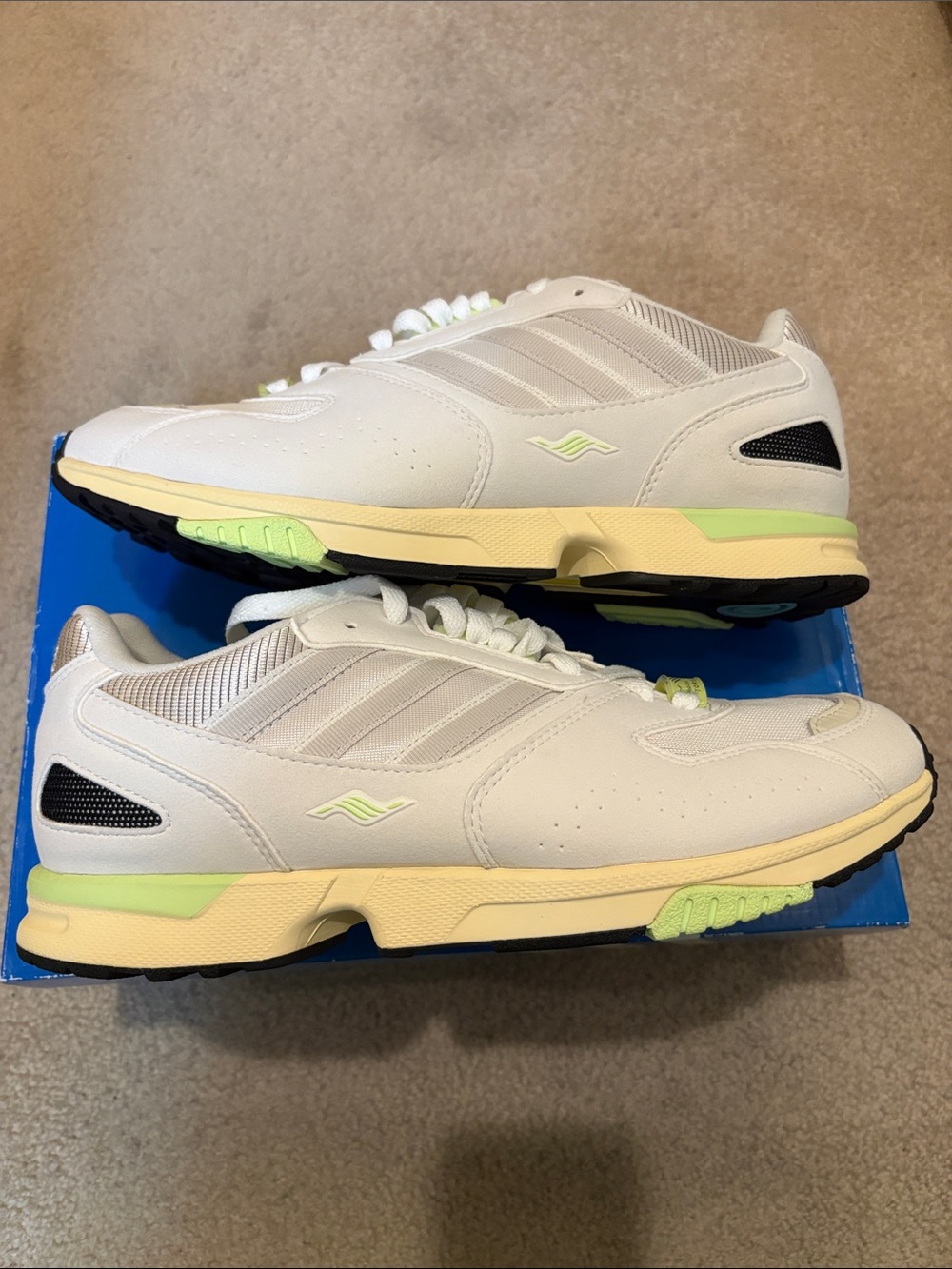 adidas Originals ZX4000 White Sneakers with Pale Yellow & Lime Accents